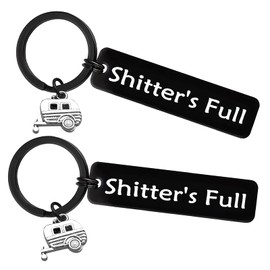 Xiahuyu Shitter's Full Camper Keychain Set Happy Camper RV Keychain Camper Lover Gifts Camping Trailer Keychain Traveler Vacation Jewelry Camping Accessories Key ring for Men Women