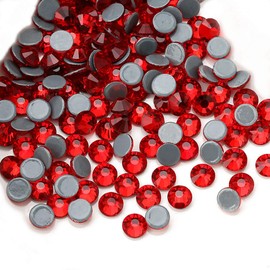 Dowarm Hotfix Crystal Rhinestones, Hot Fix Crystals for Crafts Clothes, Flatback Glass Crystal for Decoration, Round Gems (Siam/Red, SS6 1440PCS)