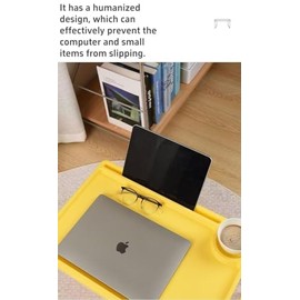 Foldable Laptop Bed Table Multi-Function Lap Bed Tray Table with Water Bottle Holder, Serving Tray Dining Table with Slot for Eating, Working on Bed/Couch/Sofa