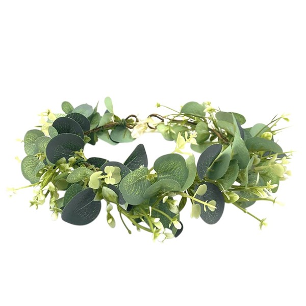 Lurrose Artificial Green Leaf Crown Wedding Flower Headband Bridal Headpiece Hanging Leaves Wreath for Woman Wedding Room Decor