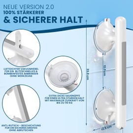BADEFREUND© Premium Shower Handle, No Drilling, Bath Handle, with Suction Cup for Seniors, Extra Strong up to 110 kg, Support Handle, Shower Handle, Bathtub Handle