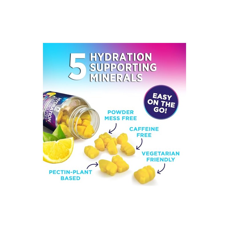 Hydration Electrolyte Gummies - Daily Liquid Replenisher Gummy - Electrolyte