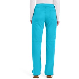 Cherokee Women Scrub Pant with Straight Leg Pull-on Pant Medical Bottom with 4 Pocket & 2-Way Stretch Fabric - WW110P, XS Pet Turquoise