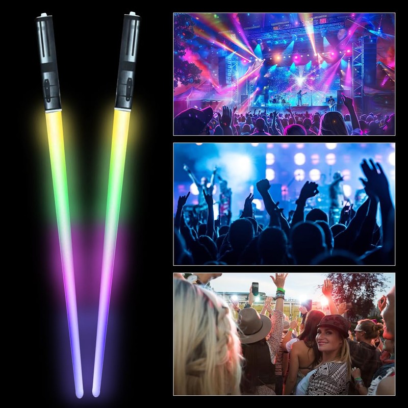Joycabin 2 Pairs of Luminous Chopsticks, LED Lightsaber Chopsticks with