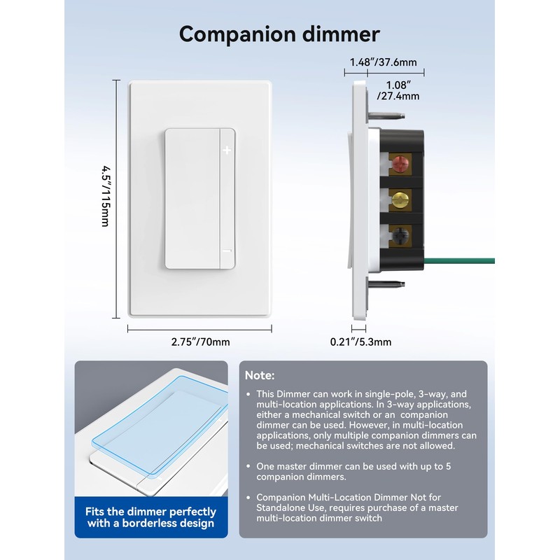 ELEGRP EDM25BC Companion Dimmer Switch - NOT for STANDALONE USE,