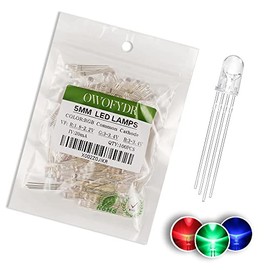 OWOFYDR 100 5mm RGB Three-Color red, Green and Blue LED diodes with Common Cathode (Transparent Round 3 Colors) 4 pins