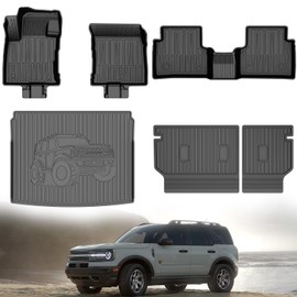 IKABEVEM Floor Mats Compatible with Ford Bronco Sport 2021 2022 2023 2024 2025, Custom Fit All Weather Bronco Sport Accessories Full Sets (Floor Mats + Cargo Liner + Backrest Mat)