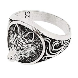 Treasure Bay Chunky Solid 925 Solid Silver Wolf Design Silver Ring For Men (R)