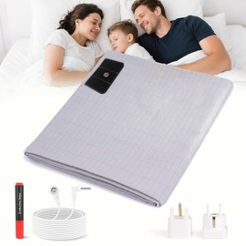 E-ROOM TREND Grounding Mat Earthing UK | 10% Pure Silver Fiber 90% Organic Cotton Grounding Bed Sheet | for Improved Sleep Natural Wellness Healthy Earth Enegry (GBS368G) | 68 x 132cm | Gray