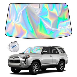 KDM Laser Silver Style Windshield Sun Shade Fit for 2010-2023 Toyo-ta 4Runner,Foldable Front Reflective Windows Sunshade Visor Protector Blocks UV Rays Heat