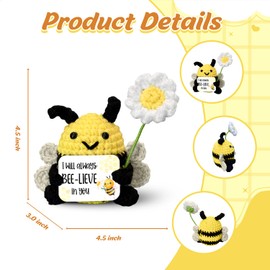 MagicArtCanvas Funny Bee Crochet, Cute Positive Crochet with Encouragement Cards, Inspirational Gift Ideas for Women, Friends, Christmas and Birthday Gifts, Small Gifts for Coworkers Bee Decor