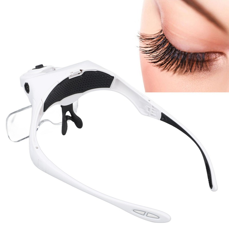 Magnifying Glasses for Eyelash Extensions with 2 LED Light Headband