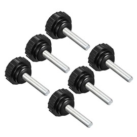 CoCud Knurling Clamp Knob M5 x 25mm Male Thread 16mm Head Thermoset Plastic Thumbscrew Grip Bolt Knob Black For Lathe Machines 6pcs