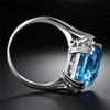 925 Sterling Silver Shiny Full Diamond Gemstone Ring Blue Cubic