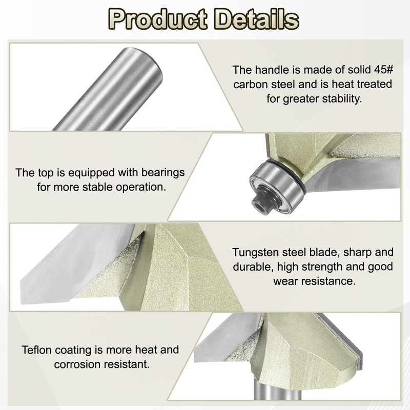 sourcing map 45 Degree Chamfer Router Bit 1/2 Inch Shank