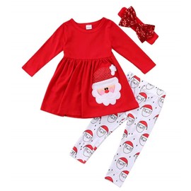 Xumplo Toddler Baby Girl Christmas Clothes Infant Girl Santa Elk Xmas Outfis Long Sleeve Winter Cotton Romper for Girl 4-5Years Red