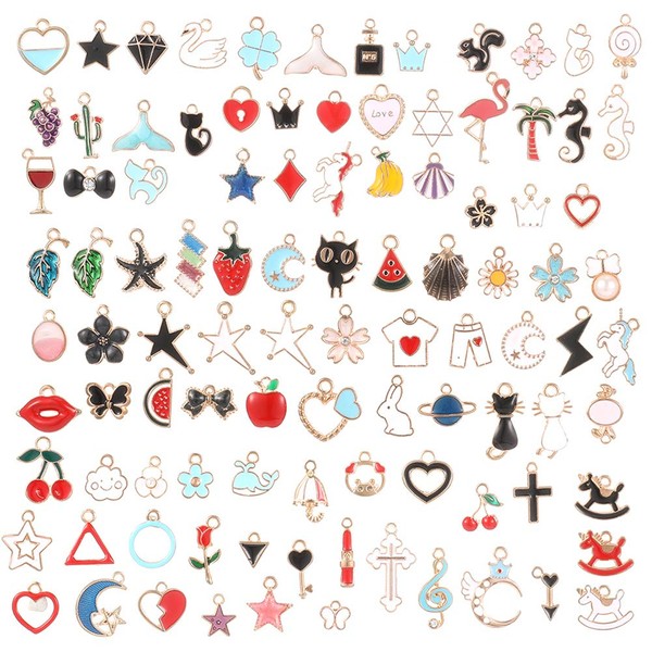 HOPELUCKIN 100pcs Charms Accessories Parts Decoration Parts Accessories Alloy Necklace Earrings Pendant Jewelry Ornaments Jewelry Crafts DIY Handmade Handmade Gift Ornaments Multicolor