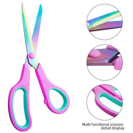CCR Scissors Set,Stainless Steel Scissors with Color Titanium Plating,Craft Scissors,Comfort Grip,Suitable for Families,Offices and Schools,Set of 5