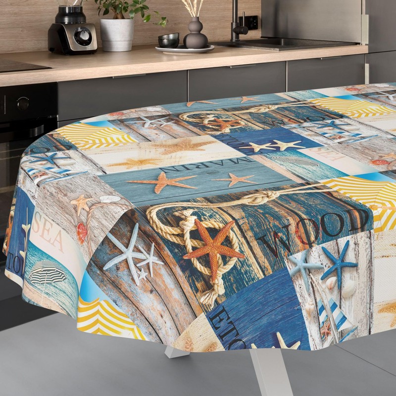 ANRO Oilcloth Tablecloth Wax Tablecloth Washable Garden Tablecloth Round Oval