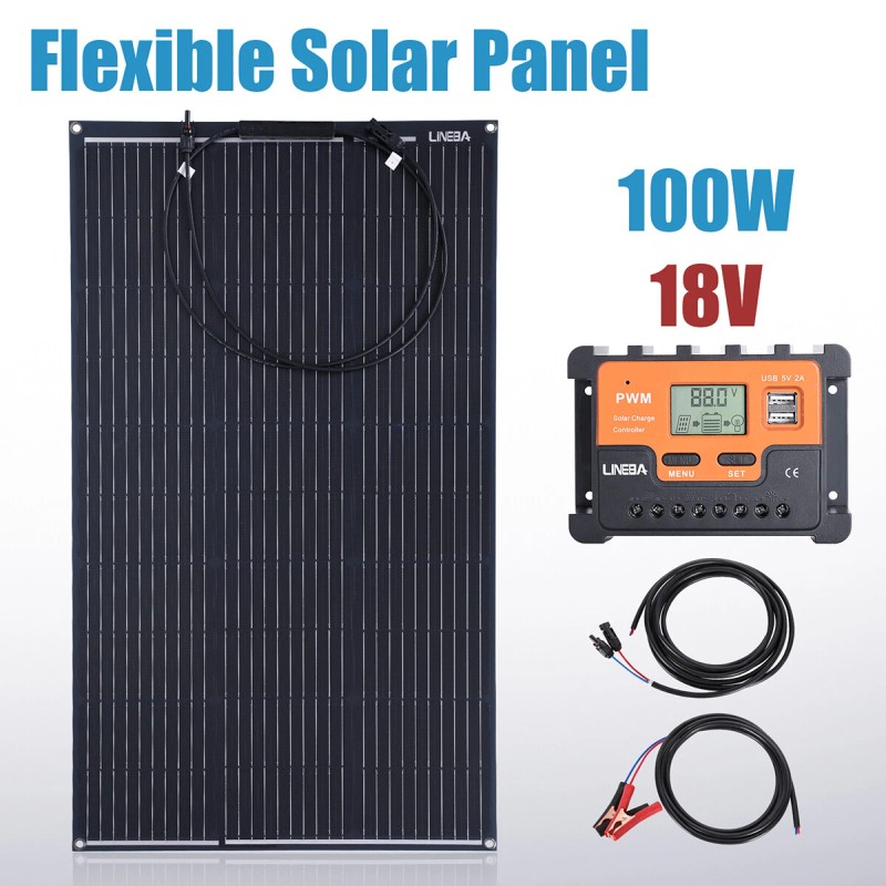LINEBA 100W 200W 400W Mono Solar Panel Kit Monocrystallin -