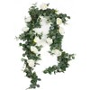 Famibay Artificial Eucalyptus Garland with Roses 1Pc 5.9Ft Greenery Garland