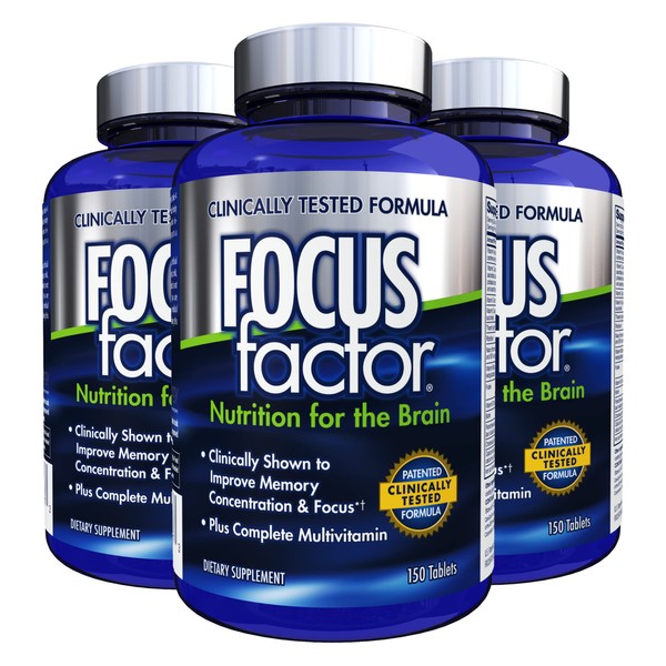 Focus Factor Nutrition for The Brain, Improved Memory & Concentration Brain Supplement, 150 Count (3 Pack)