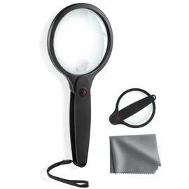 HDAJY 10X 30X Magnifier, 100mm Shatterproof Lens Magnifying Glass, Foldable Handle, Magnifying Glasses for Close Work, Seniors Reading and Kids Nature Exploration, Black