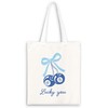 JWVK Coquette Blue Bow Tote Bag, Preppy Lucky You Cherry