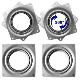 4” Lazy Susan Hardware, 4Pack Square Ball Bearing Swivel Plate, 300lbs Capacity Rotating Bearing Turntable, 5/16” Thick Lazy Susan Turntable for Kitchen Cabinet, Painting, Craft Project, Makeup Holder