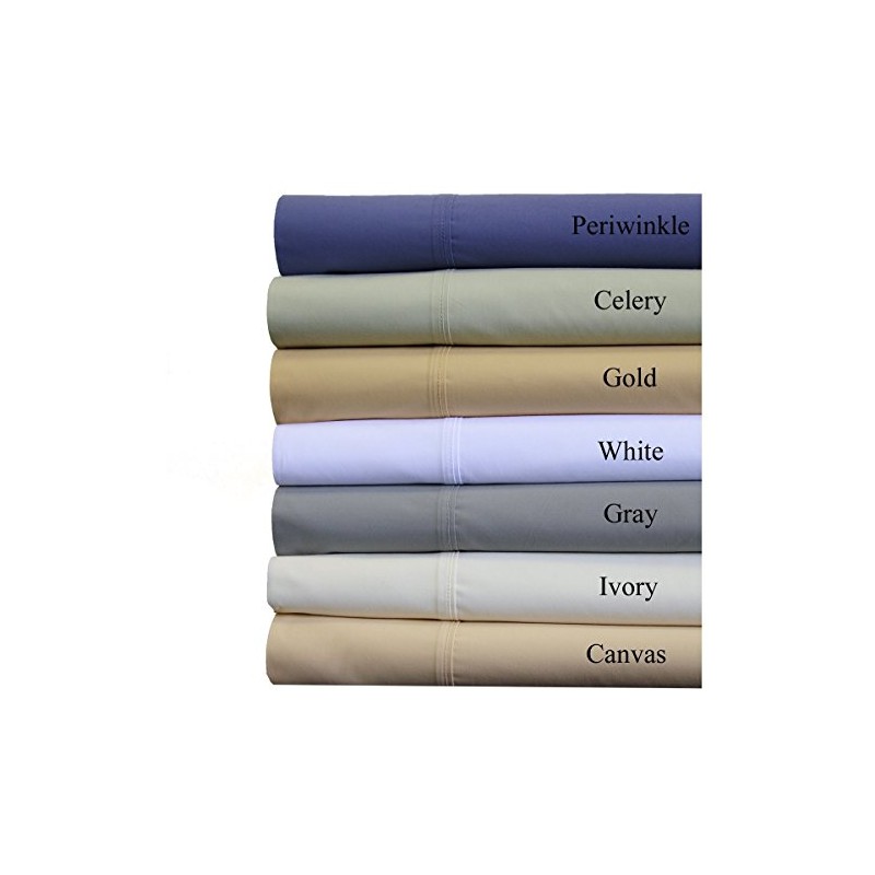 Abripedic Percale Sheets, 300-Thread-Count, 4PC Solid Sheet Set, 100% Cotton,