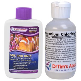 DrTim’s Aquatics Ammonium Chloride Solution One and Only Live Nitrifying Bacteria Aquarium Cycle Start Up Bundle for Saltwater Reef Aquarium (2oz Ammonium + 4oz One Only for 60 Gallon Tank)
