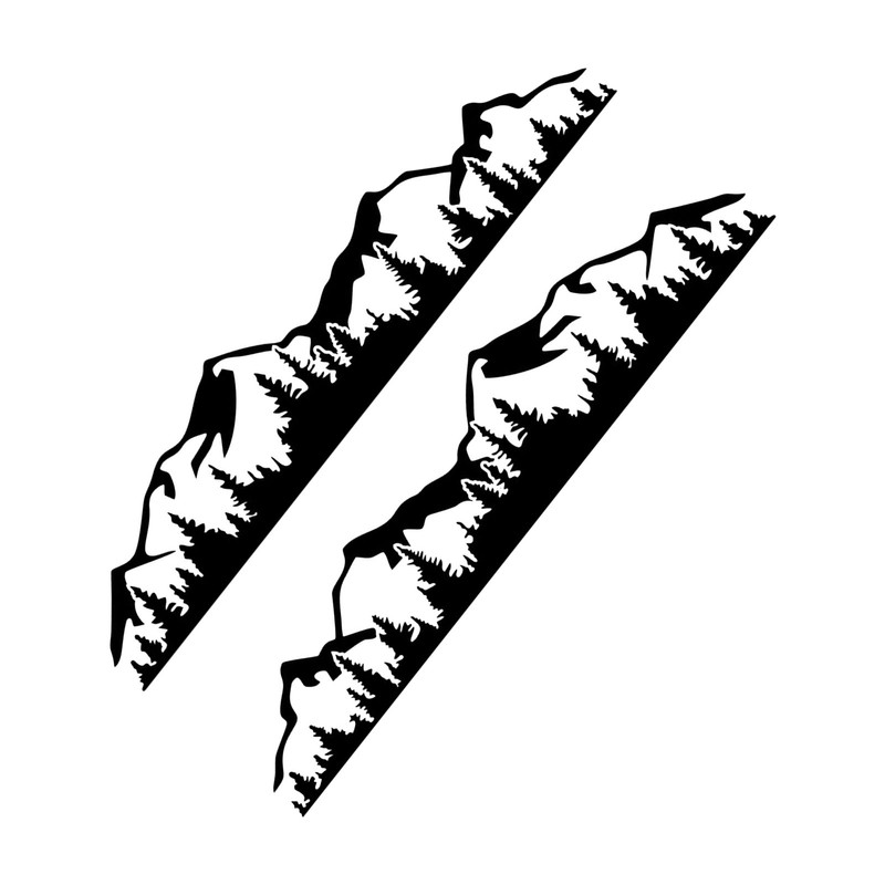 2PCS Car Decal Mountain Tree Forest Pattern Car Side Body