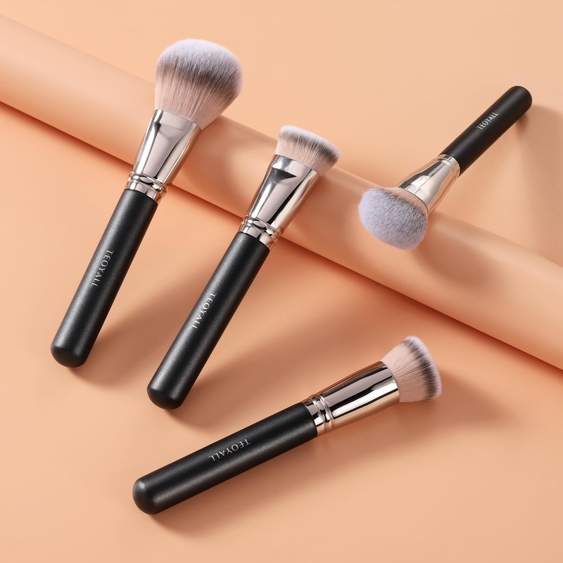TEOYALL Kabuki Foundaiton Brush, Flat Top Dense Buffing Brush for