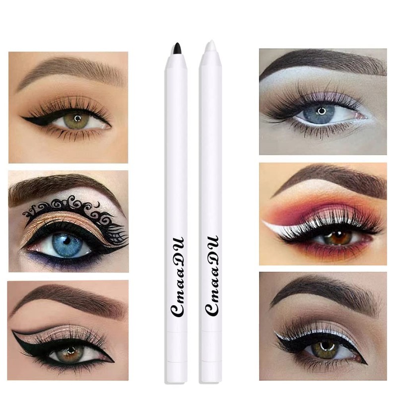 Yeweian Black White Eyeliner Pencil Set, Matte Smooth White Eye