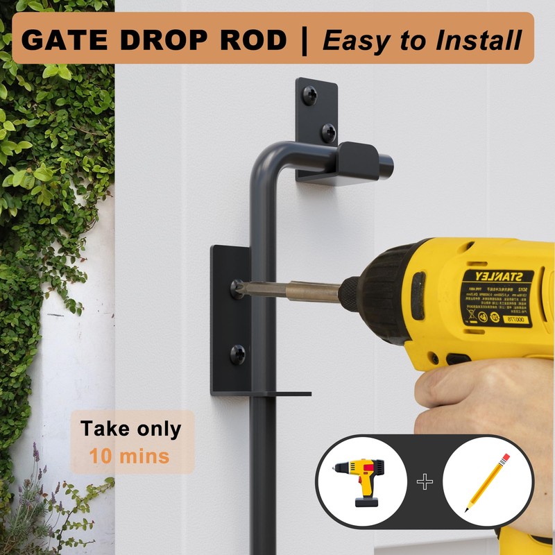 Auxdee 36 inch Gate Drop Rod, Cane Bolt for Wooden