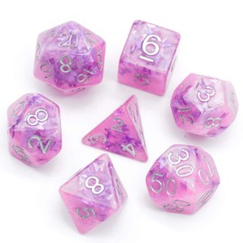 World of Dice Pink Butterfly 7-Piece Pen & Paper Dice Set, RPG Dice, Starter Set, for DSA, Dungeons and Dragons, 20 Sided Dice, Pink