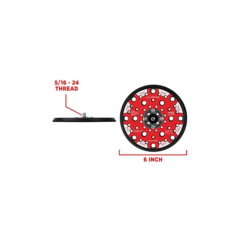 PrimeAuto Random Orbit Sander Low-Profile Backing/Replacement Pad (6" MH Hook,