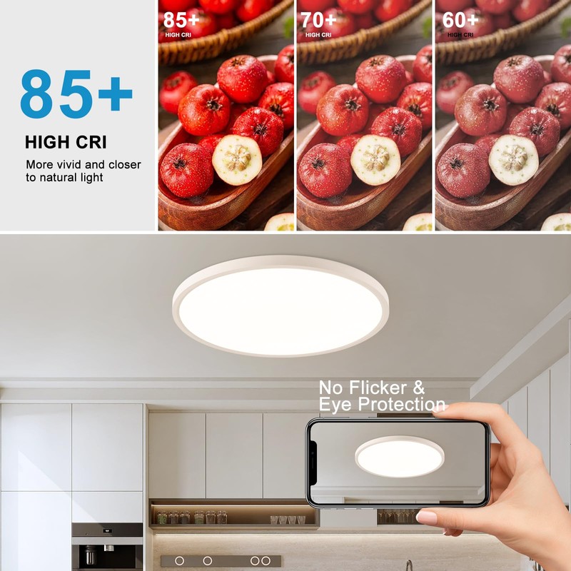 20 Inch White Large LED Flush Mount Ceiling Light, Ultra-Thin,