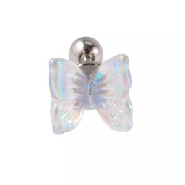 A Pair Women Stainless Steel AB Resin Butterfly Screw Back Stud Earrings S9