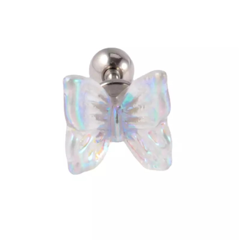 A Pair Women Stainless Steel AB Resin Butterfly Screw Back