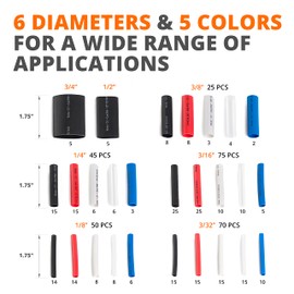 Wirefy | Wire Heat Shrink Tubing Kit - 3:1 Ratio Heat-Shrink Tube - Adhesive Lined Wire Wrap Kit - Electrical Heatshrink Tubes - Waterproof Industrial Tubing | 5 Colored Assorted - 275PCS