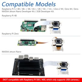 Freenove Cámara de 8MP para Raspberry Pi 5 4 B 3 B+ B A+ Zero W Jetson Nano con soporte ajustable y cable de cinta, ángulo de visión de 120°, salida 1