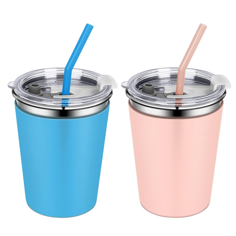 Rommeka 2 Pack Kids Cups with Straws and Lids Leak