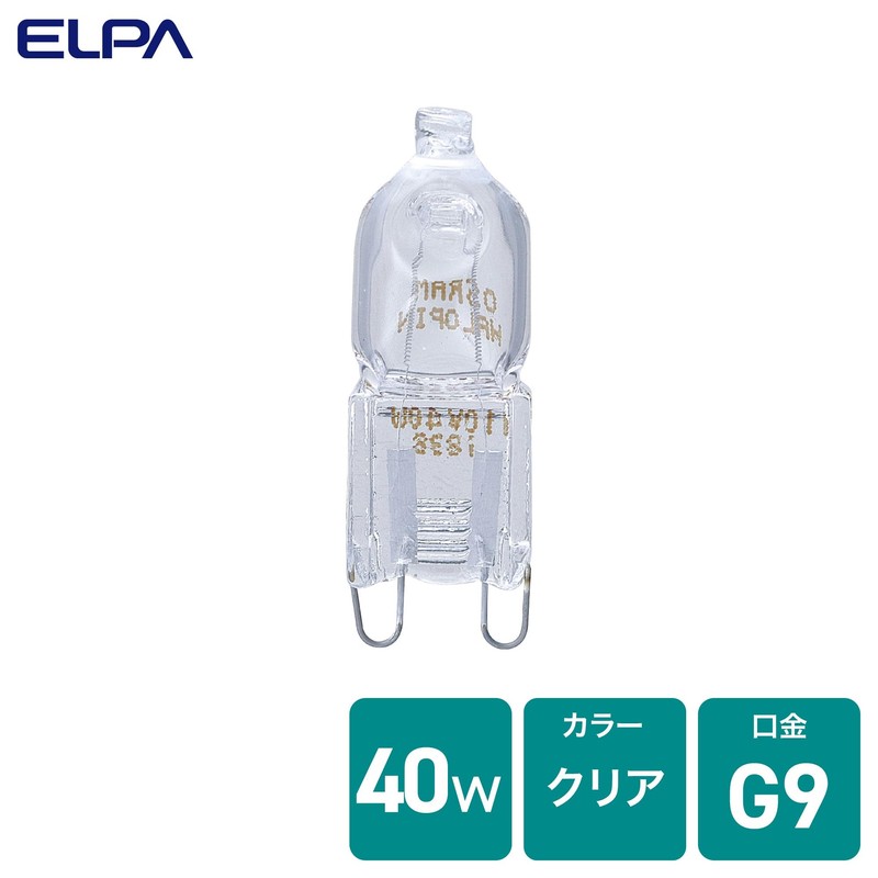 ELPA JD110V40WG9P2 Bulb, 110V, 40W, G9, Clear, G-JD03H