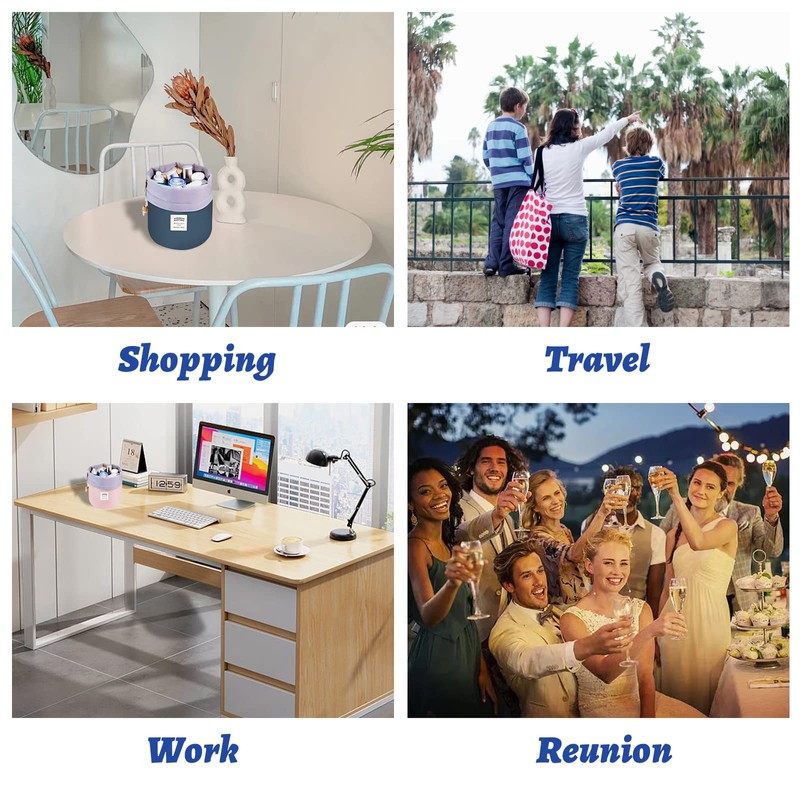 Makeup Bags for Women, Waterproof Round Travel Drawstring Make Up