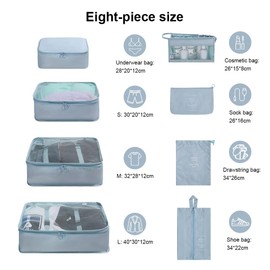 OSDUE Packing Cubes for Suitcase, 8PCS Thickening Travel Organiser Packing Bags Lightweight Travel Accessories Organizers Essentials Clothes Shoes Cosmetics Toiletries Storage Bags