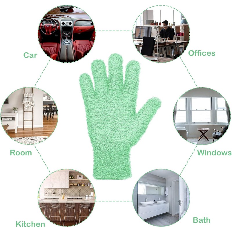 Patelai 2 Pairs Microfiber Gloves for plants Dusting Cleaning Glove