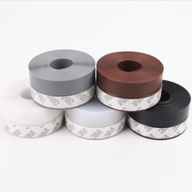 Window Sealing Strip, Self Adhesive Weather Stripping, Silicone Door Bottom Seal Strip Tape for Gaps of House Glass Shower Window and Door Weatherproof Soundproof, Transparent (5m 45mm Black)