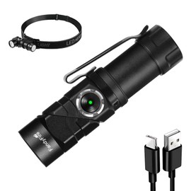 FandyFire 500 Lumens Mini Tactical Flashlight with Red Light, 90° Rotatable Right Angle EDC Light,6 Modes, IP65 Waterproof,Magnetic Base for Camping, Hiking, Emergency