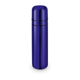 ROMINOX Gift Item Insulated Jug // Cup in Cup with 2 Lids - Blue - Elegant Insulated Jug, Screw Cap with Push Opening, Integrated Second Cup, 750 ml, Outdoor, Hiking, Office